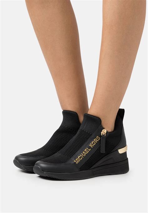 michael kors ace trainers black|Michael Kors black wedge sneakers.